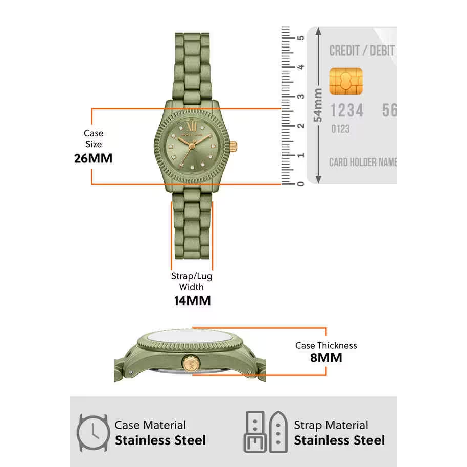 MICHAEL KORS NoColour Lexington 26 mm Green Dial Stainless Steel Analogue Watch for Women - MK7517LE-3