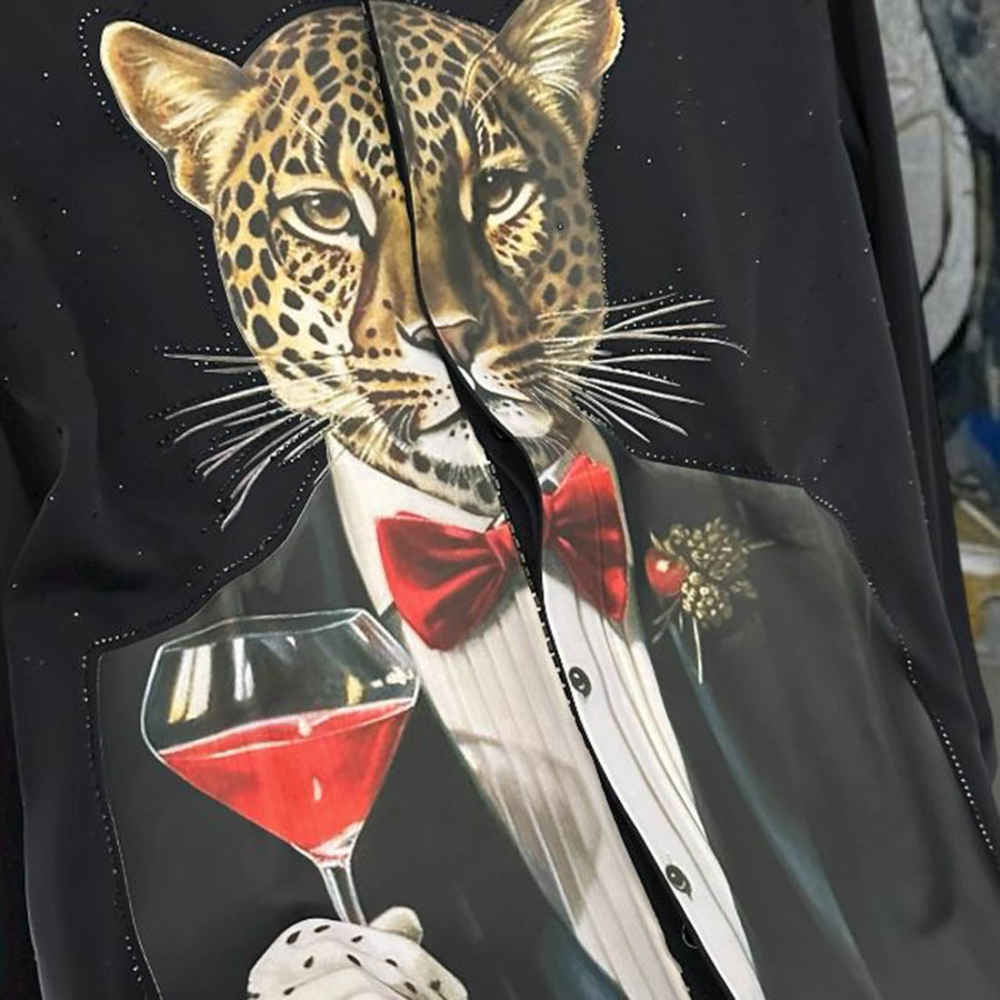 Balmain Professional Panther Print Black Premium Cotton Shirt-thumb-4
