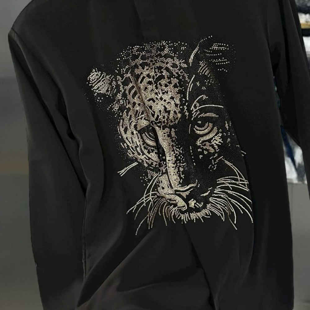 Gucci Leopard Print Black Premium Quality Cotton Shirt-3
