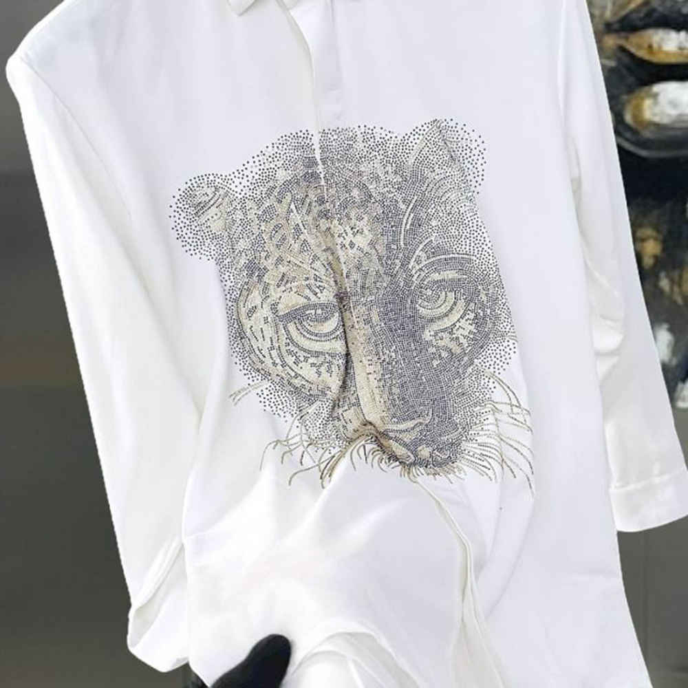 Gucci Leopard Print White Premium Quality Cotton Shirt-3