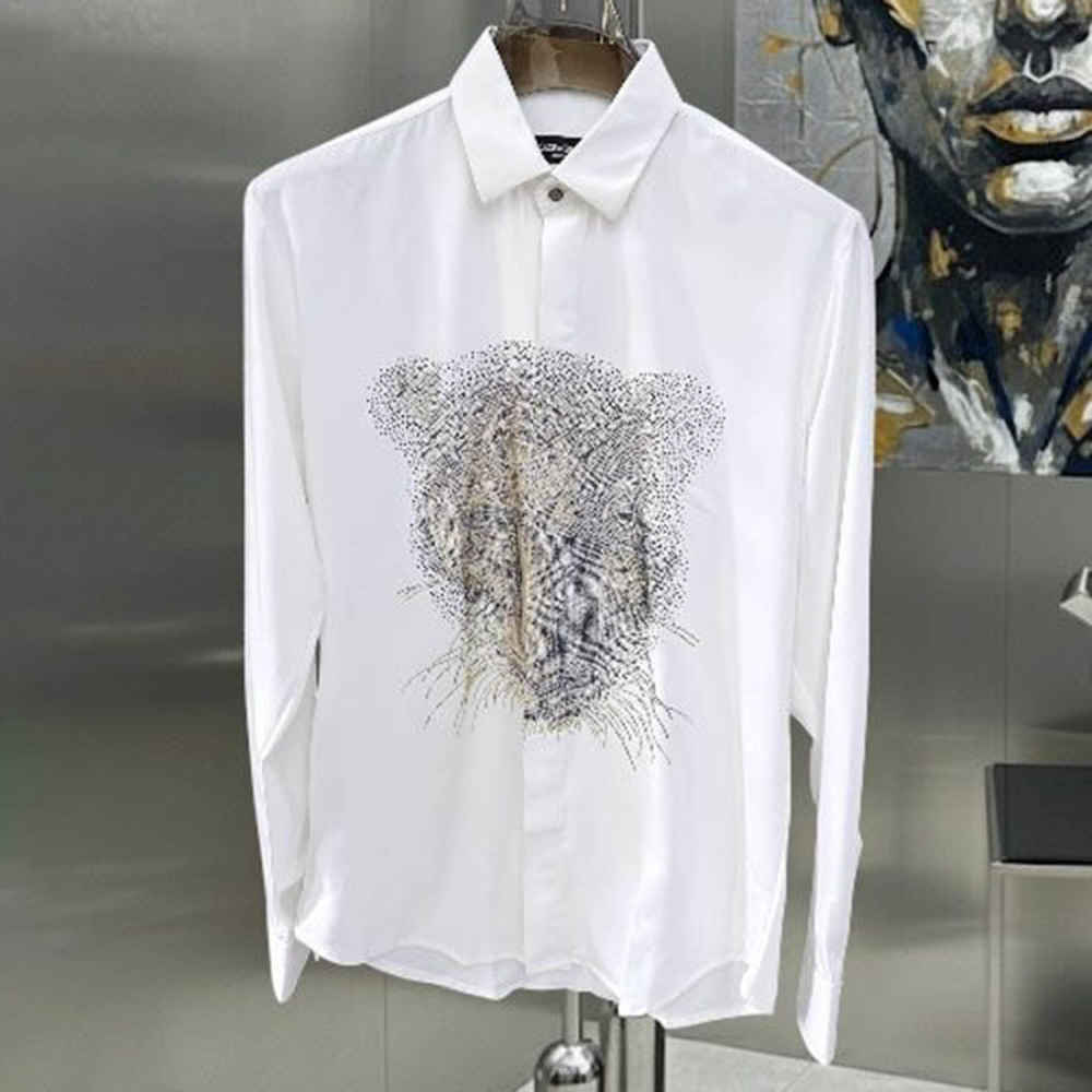 Gucci Leopard Print White Premium Quality Cotton Shirt-1