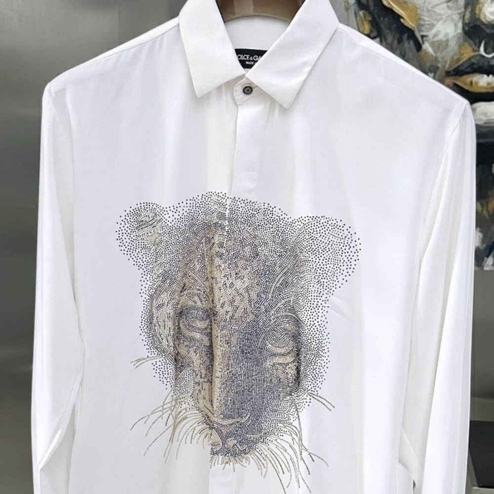 Gucci Leopard Print White Premium Quality Cotton Shirt-2