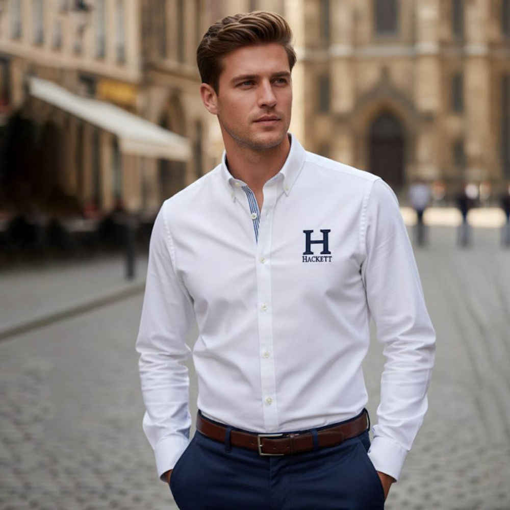 Hackett White Premium Quality Shirt-thumb-0