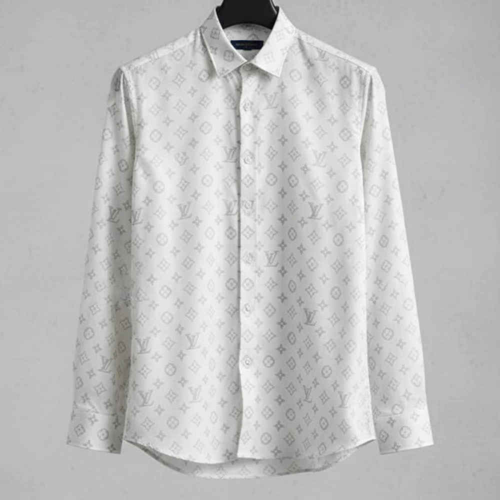 Louis Vuitton Monogram White Premium Cotton Shirt-thumb-1
