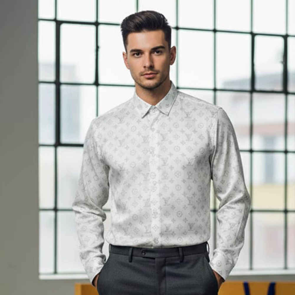 Louis Vuitton Monogram White Premium Cotton Shirt-thumb-0