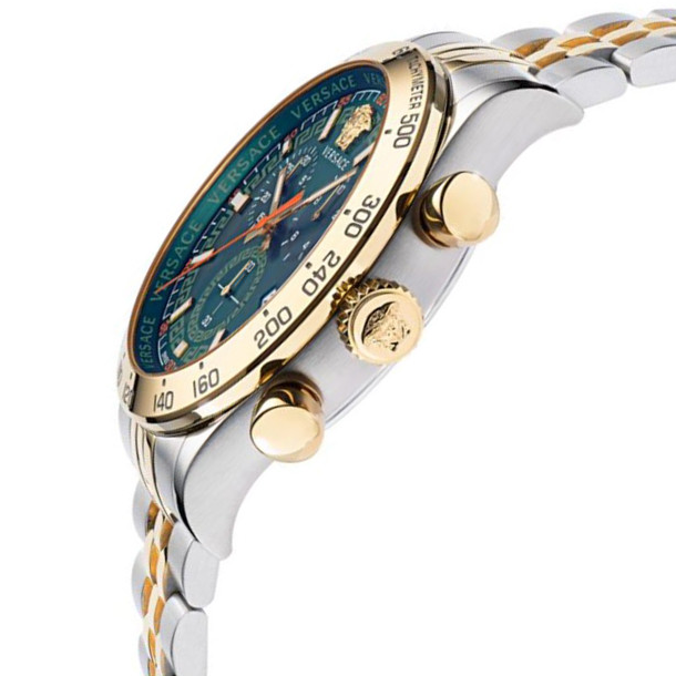 Versace Men Embellished Dial & Stainless Steel Bracelet Style Straps Analogue Watch VE2U00522-2