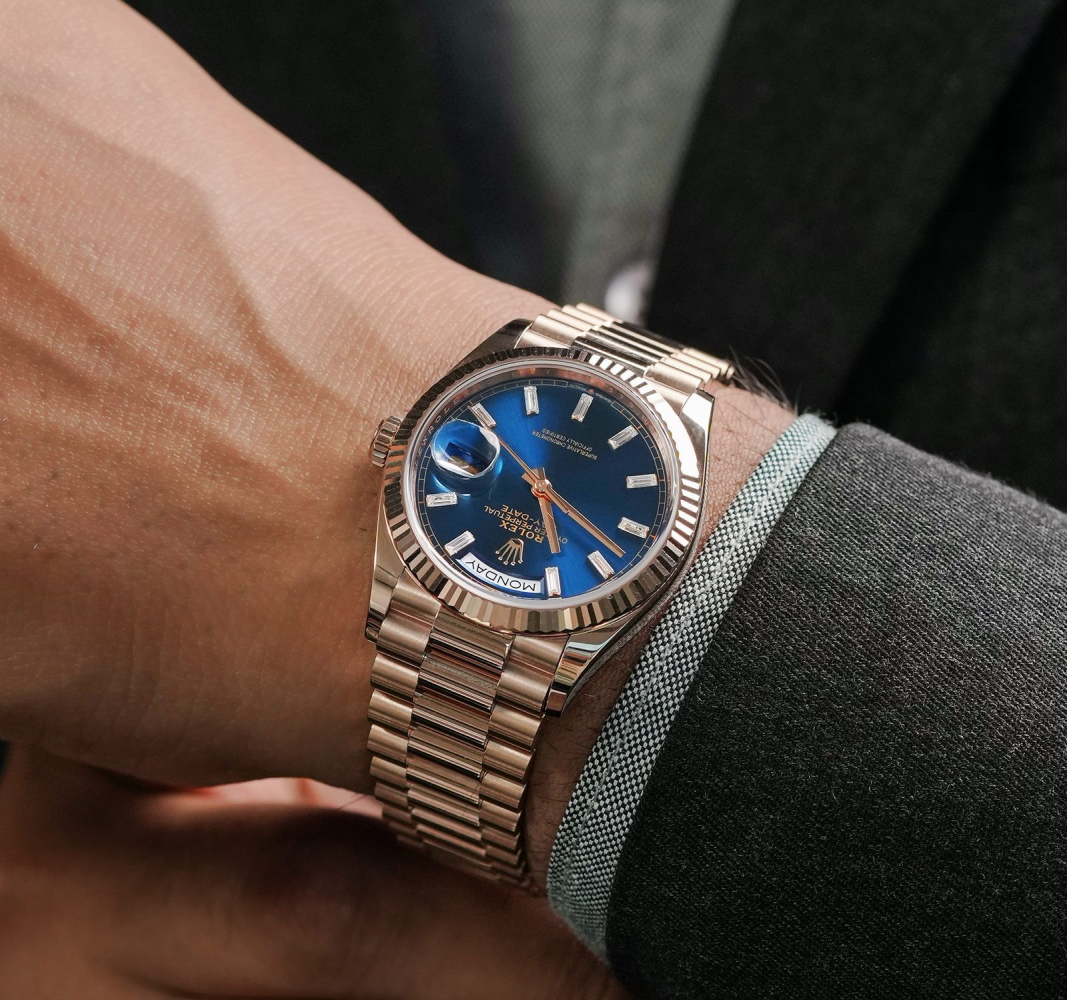 Rolex Day-Date Rose Gold, 36 mm 128235-BLUGRN10BR-thumb-8