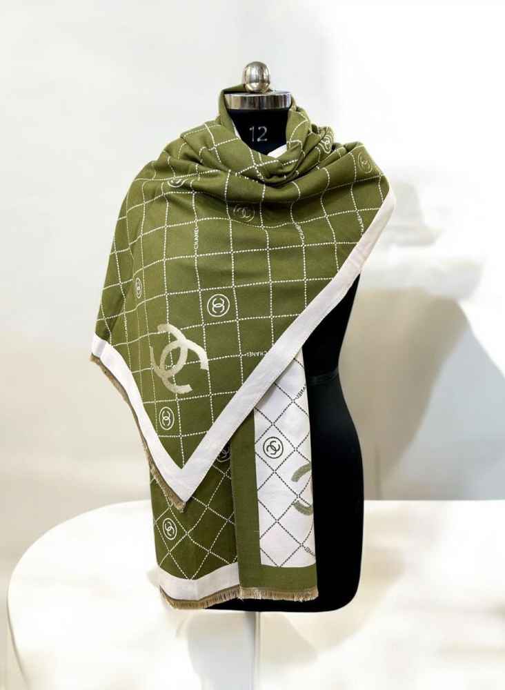 Chanel Designer Green Woolen Stole-thumb-0