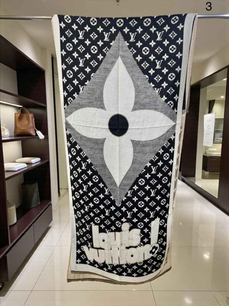 Louis Vuitton Black Cashmere Wool Blend Scarf-1