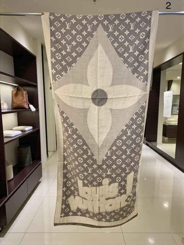 Louis Vuitton Grey Cashmere Wool Blend Scarf-1
