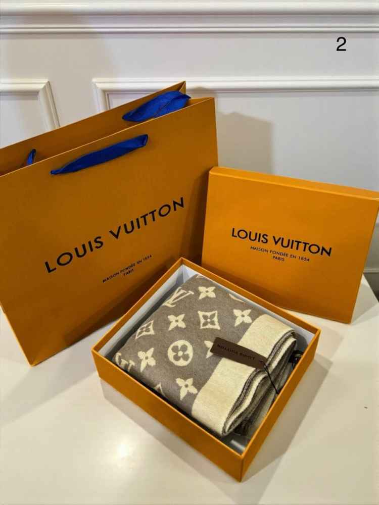 Louis Vuitton Grey Cashmere Wool Blend Scarf-2