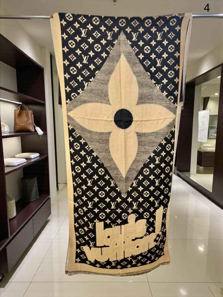 Louis Vuitton Brown Cashmere Wool Blend Scarf-thumb-1