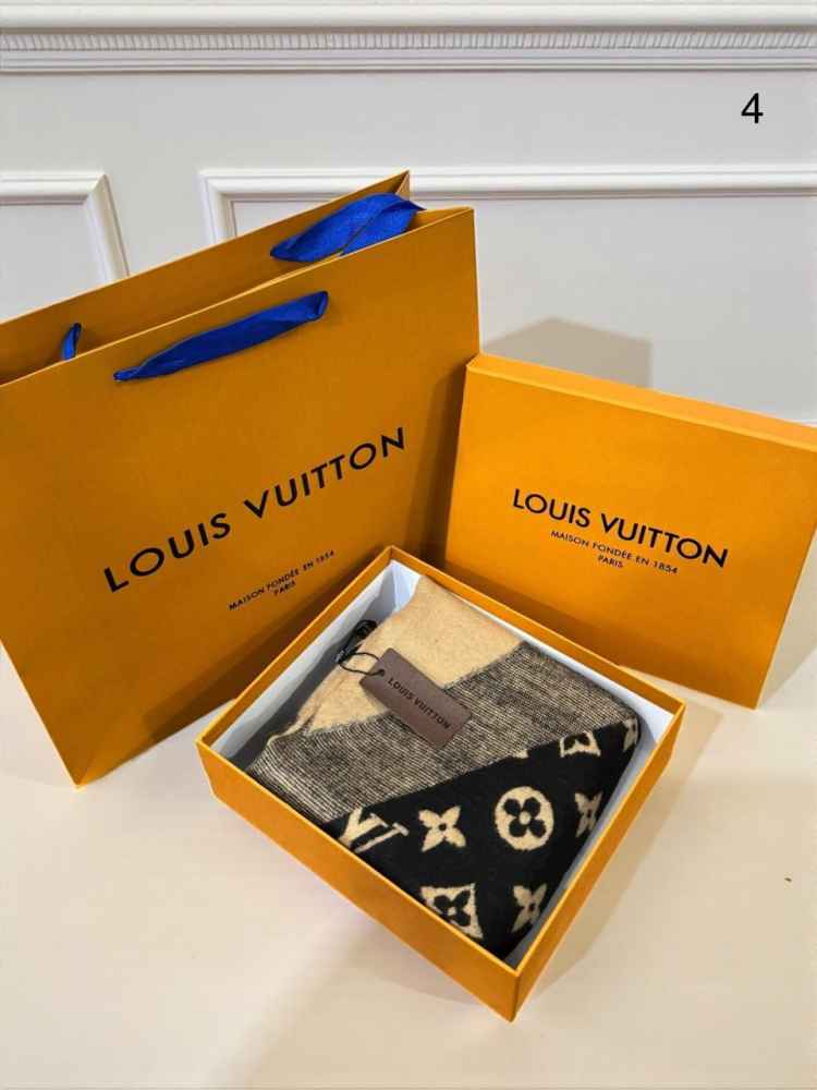 Louis Vuitton Brown Cashmere Wool Blend Scarf-thumb-2