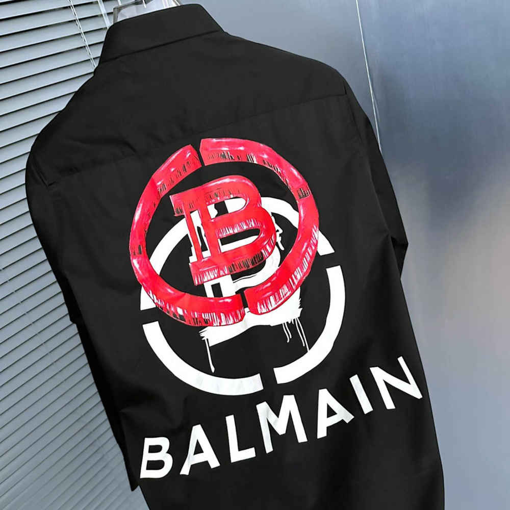 Balmain Embroidered Black Premium Cotton Shirt-3