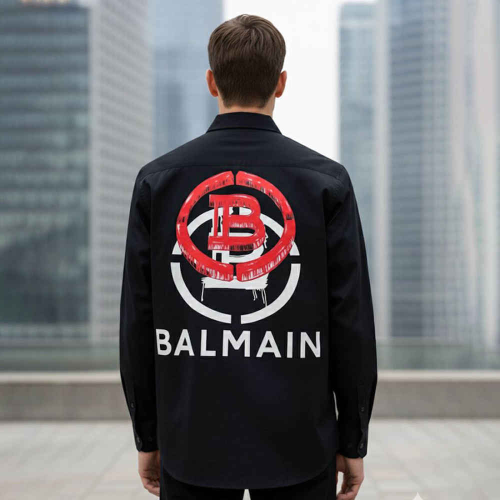 Balmain Embroidered Black Premium Cotton Shirt-1