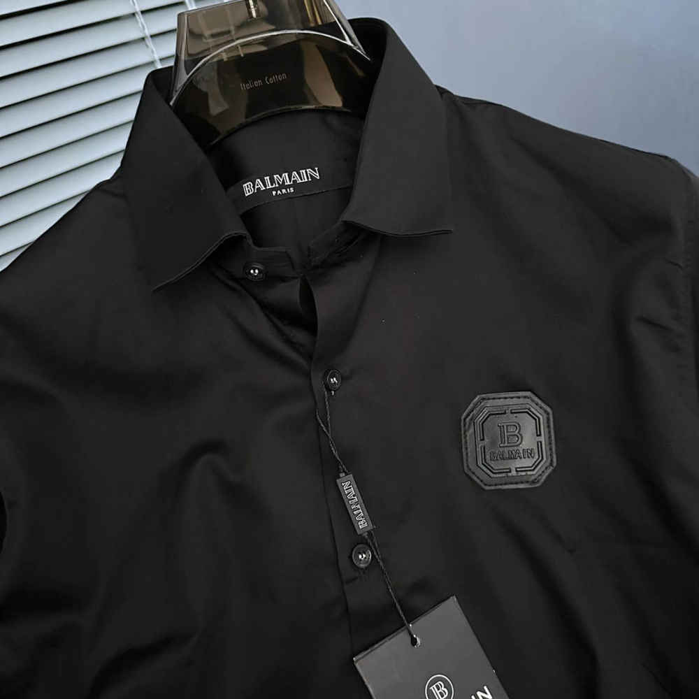 Balmain Embroidered Black Premium Cotton Shirt-4