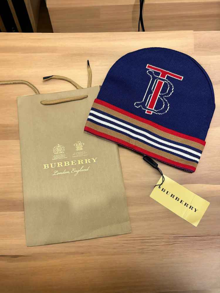 Burberry Blue Cashmere Beanie-thumb-1