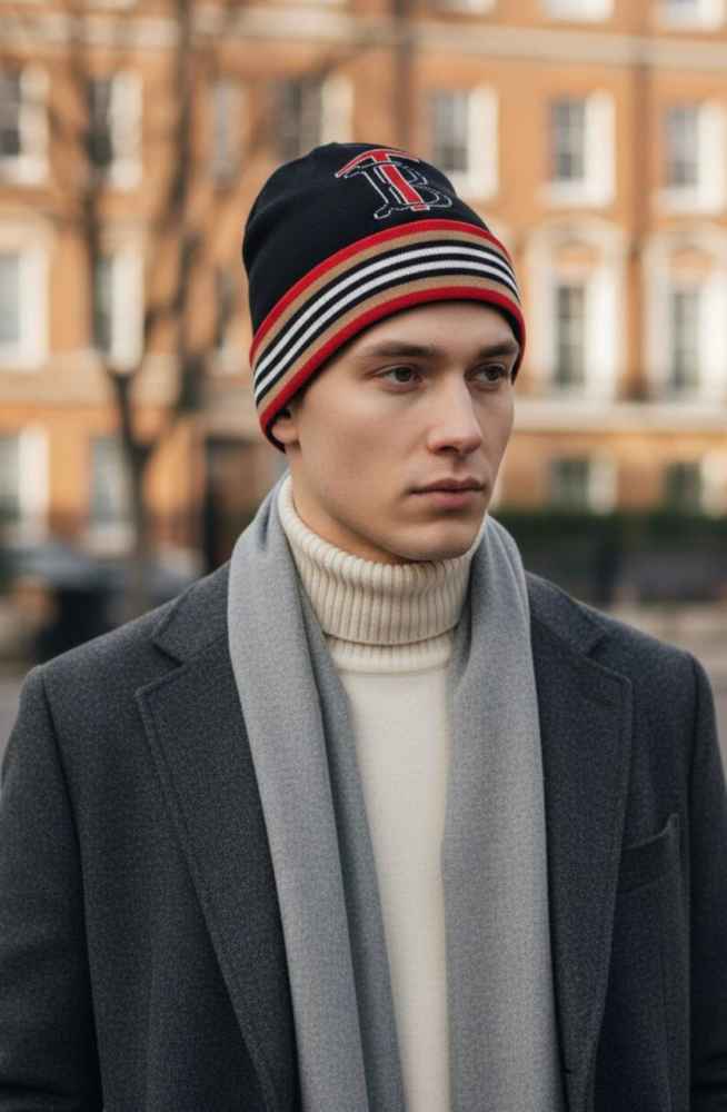 Burberry Black Cashmere Beanie-thumb-3