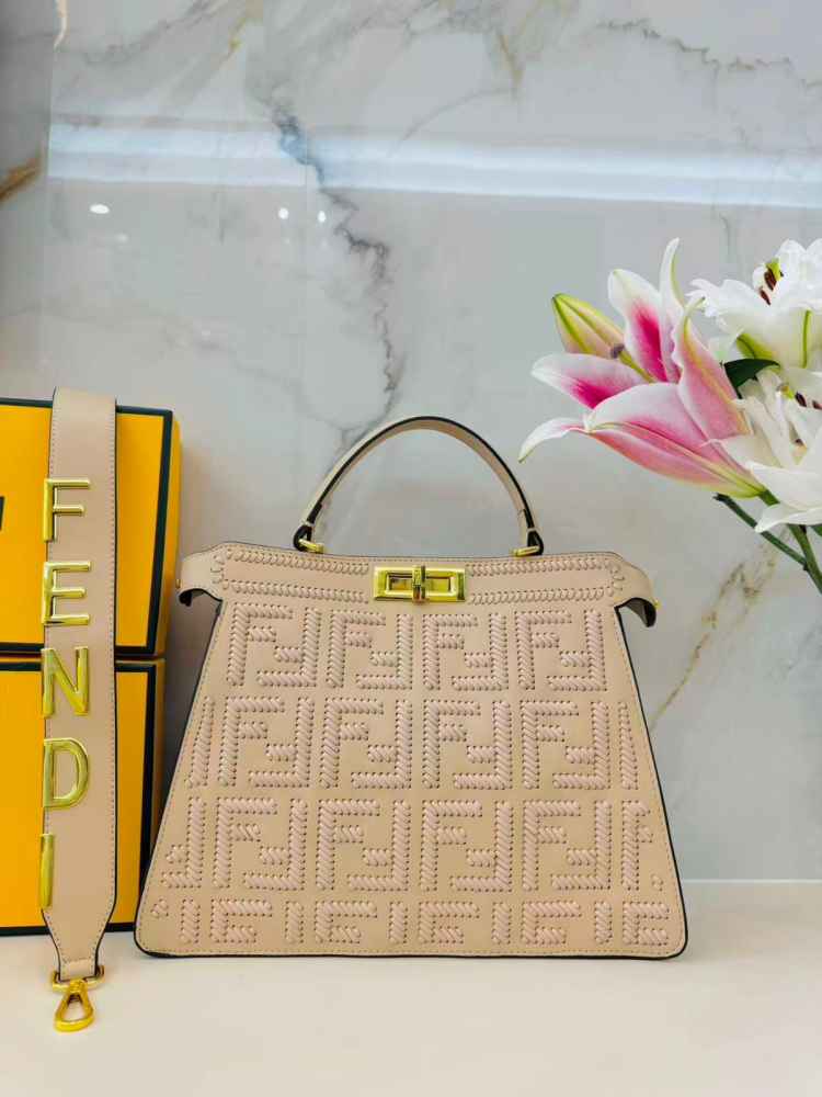 Fendi Zucca Beige Peekaboo Handbag-thumb-0