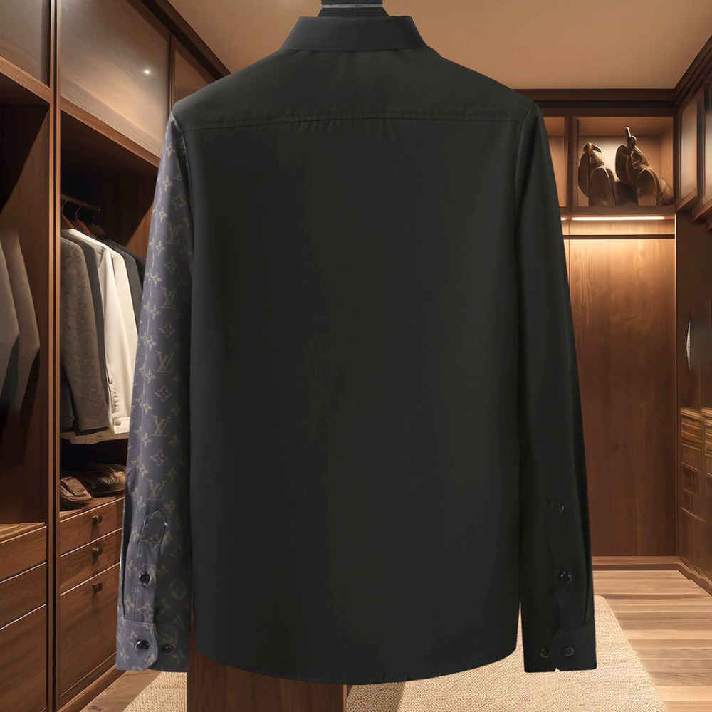 Louis Vuitton Monogram Black Premium Cotton Shirt-thumb-2
