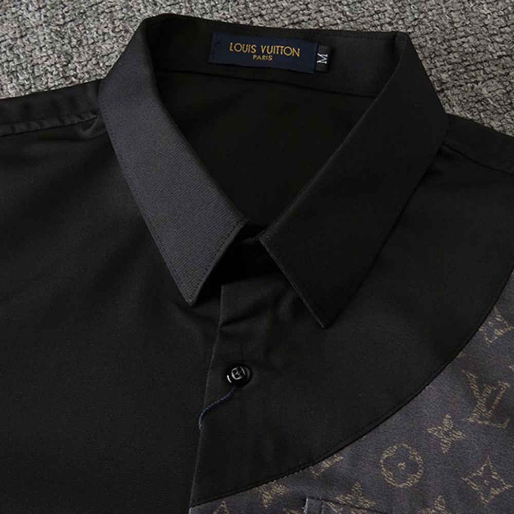 Louis Vuitton Monogram Black Premium Cotton Shirt-thumb-3