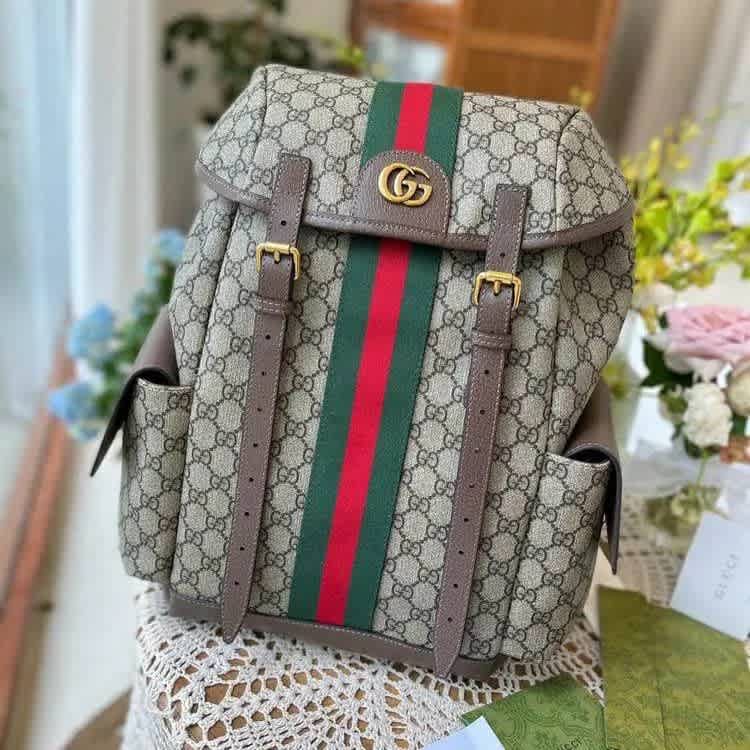 Gucci Brown Supreme Premium Backpack-thumb-0