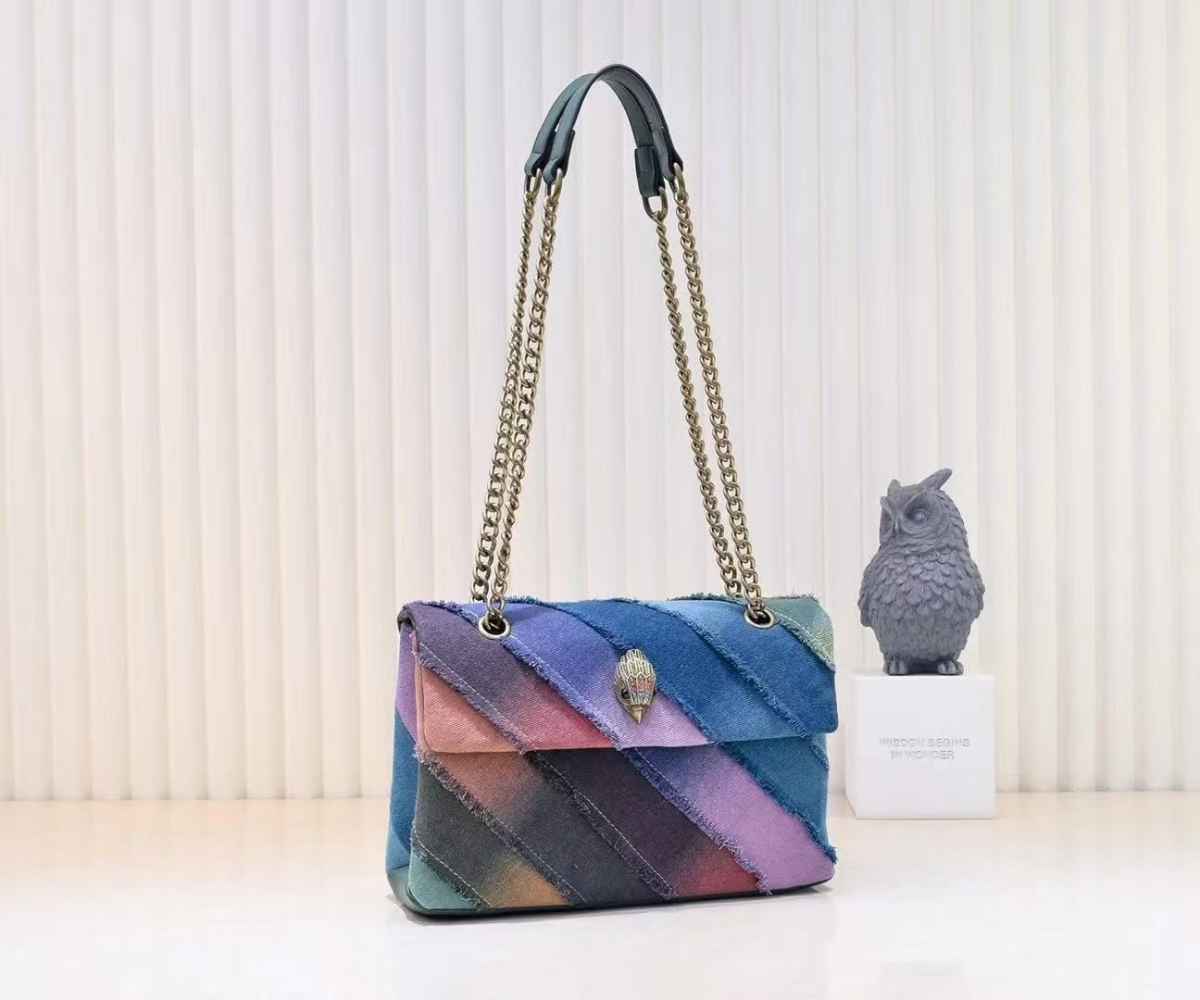 Kurt Geiger Kensington Rainbow Frayed Denim Shoulder Bag-1