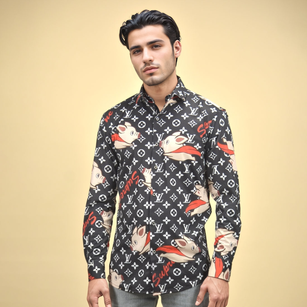Louis Vuitton Monogram Black Premium Luxury Shirt-1