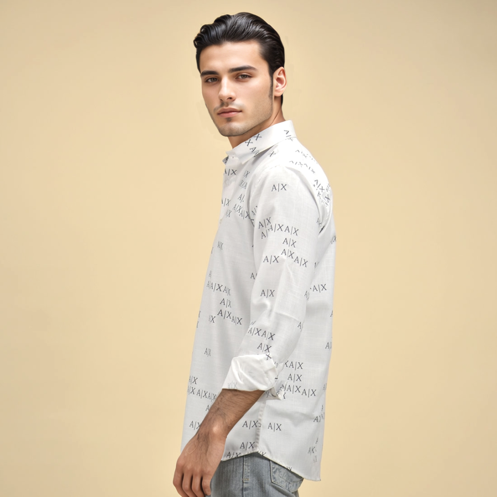 Armani Exchange White Logo Printed Premium Luxury Shirt-2