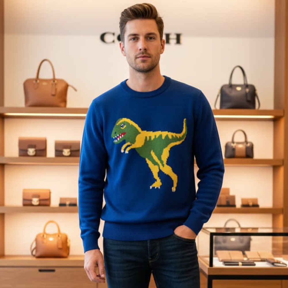 Coach Blue Dinosaure Print Pullover-thumb-1