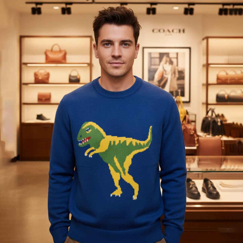 Coach Blue Dinosaure Print Pullover-thumb-0