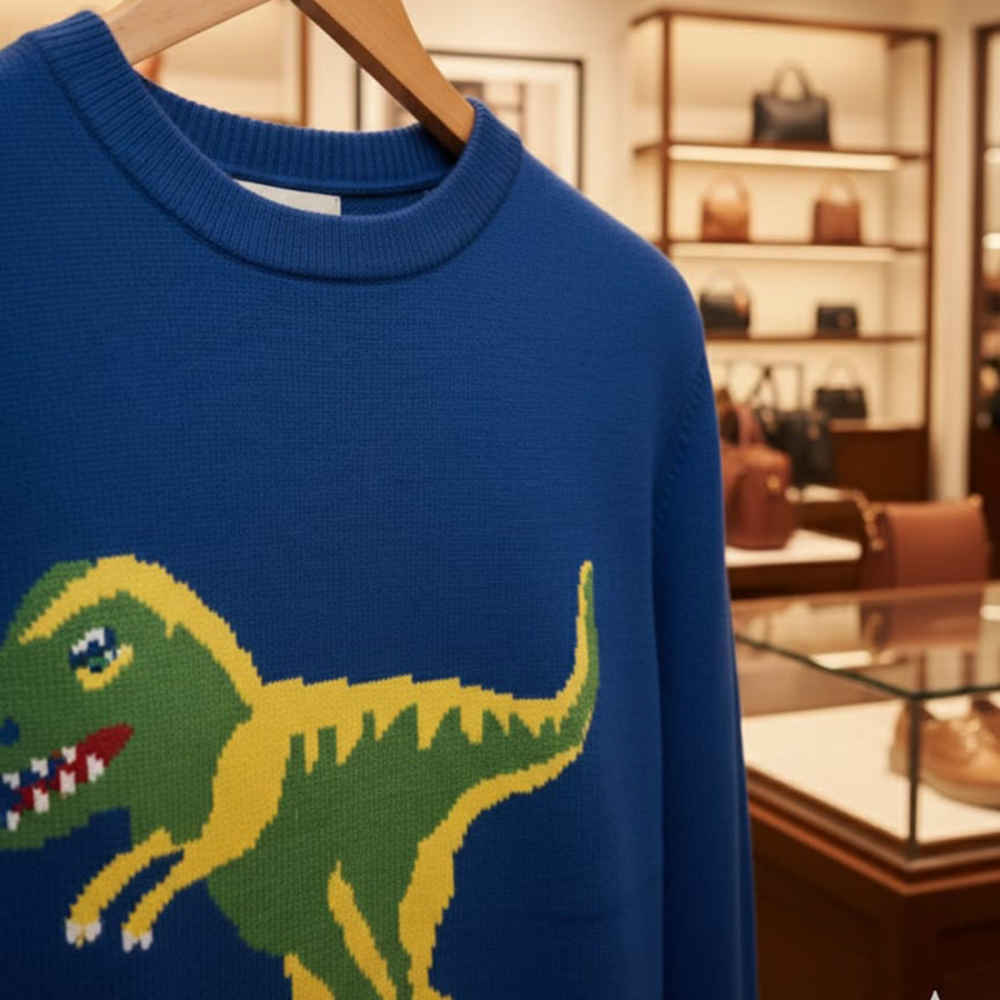 Coach Blue Dinosaure Print Pullover-thumb-3