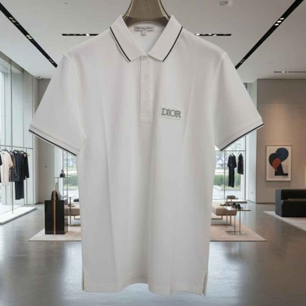 Dior White Premium Quality Polo T-Shirt-3