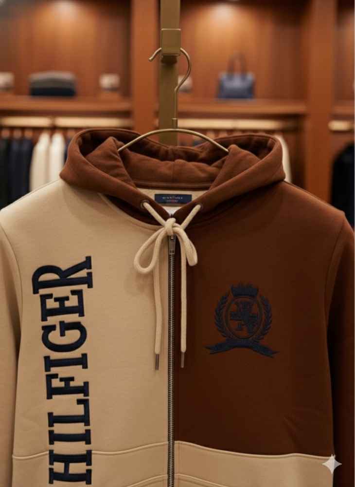 Tommy Hilfiger Cream & Brown Premium Quality Hoodie-thumb-2