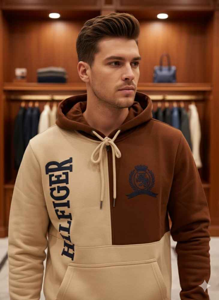Tommy Hilfiger Cream & Brown Premium Quality Hoodie-thumb-3