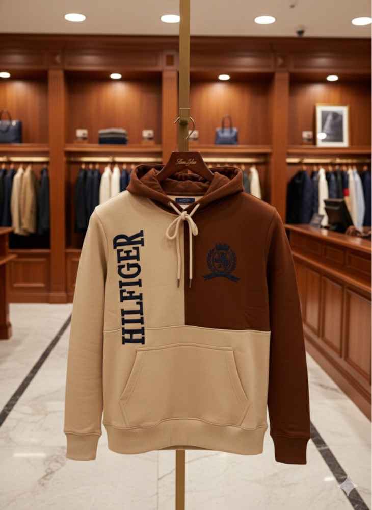 Tommy Hilfiger Cream & Brown Premium Quality Hoodie-thumb-4