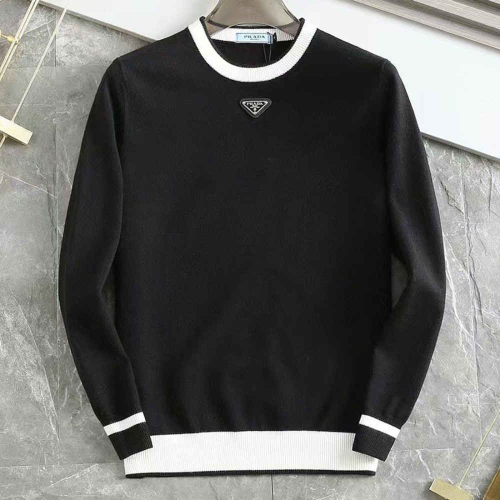 Prada Black Knitted Long-Sleeve Pullover-thumb-0