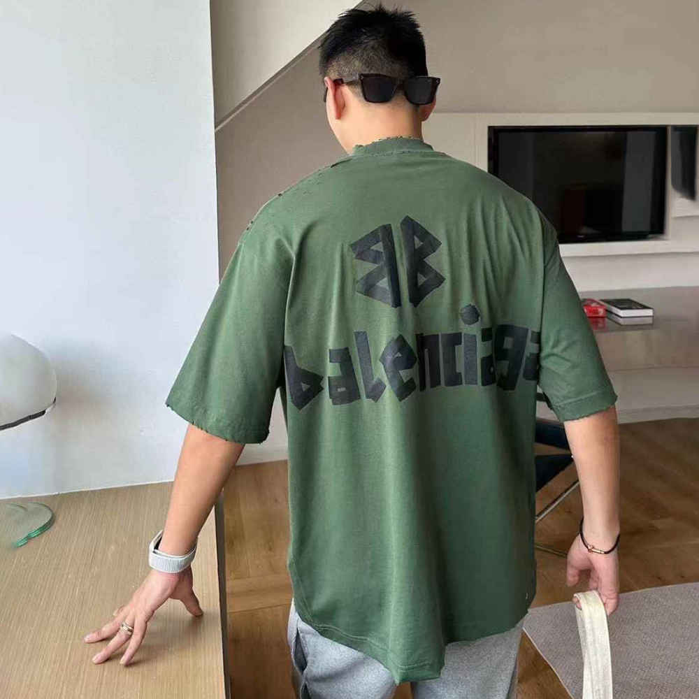 Balenciaga Green Premium Quality Baggy Fit T-shirt-thumb-1