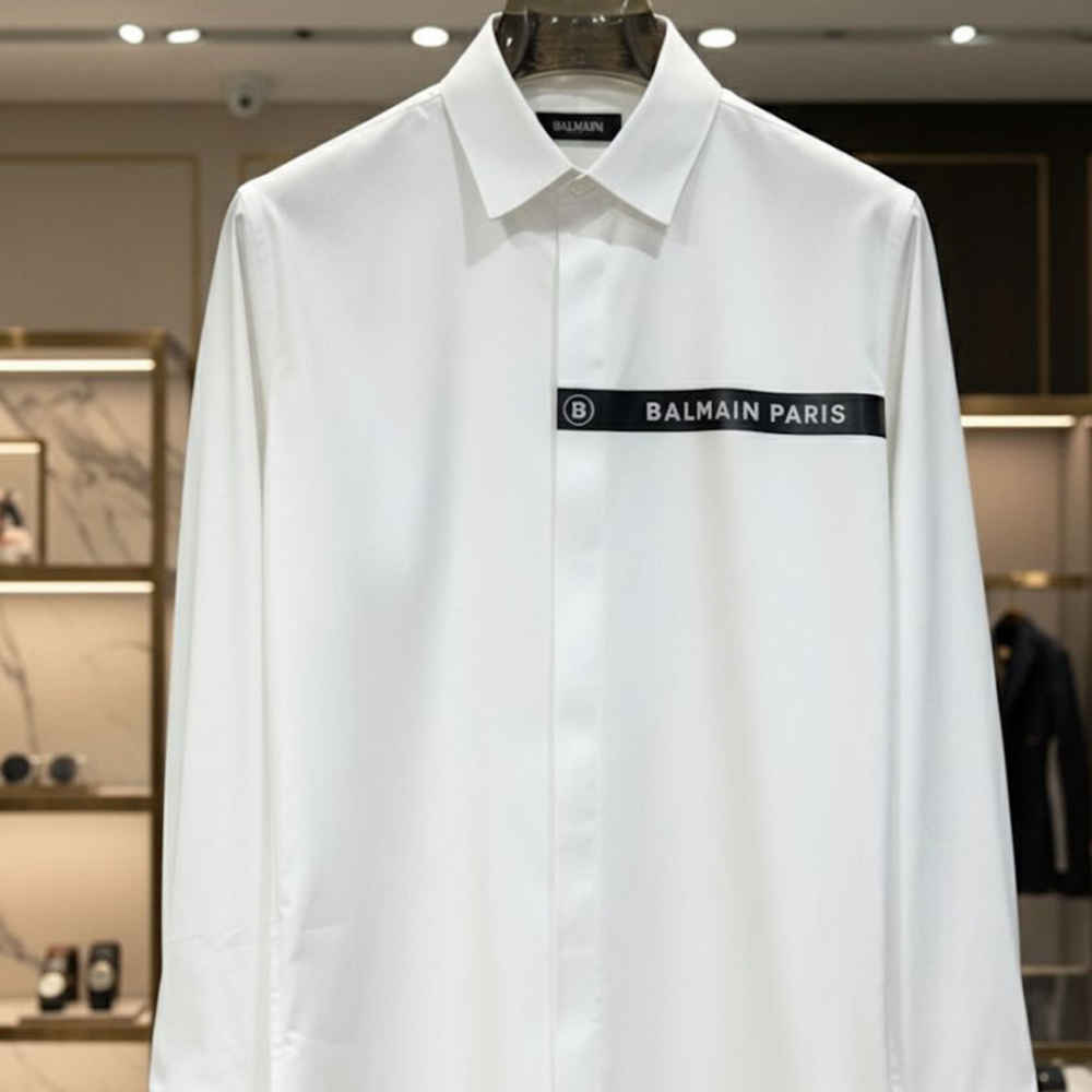 Balmain Embroidered White Premium Cotton Shirt-2