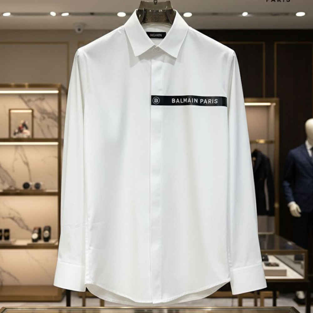 Balmain Embroidered White Premium Cotton Shirt-1