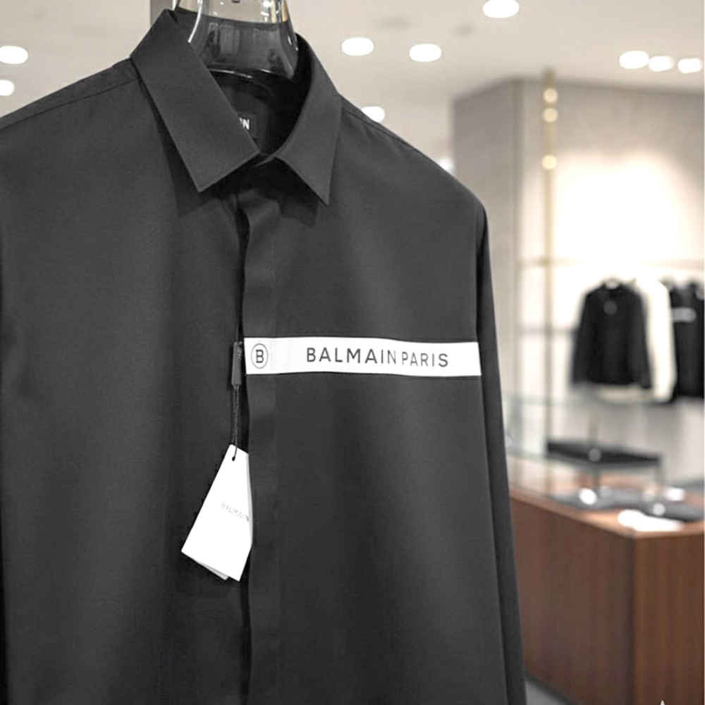 Balmain Embroidered Black Premium Cotton Shirt-thumb-1