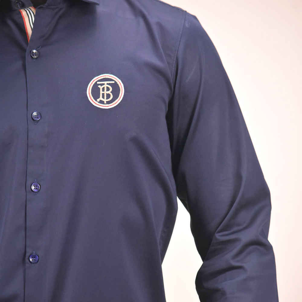 Burberry TB Embroidered logo Navy Blue Premium Shirt-4