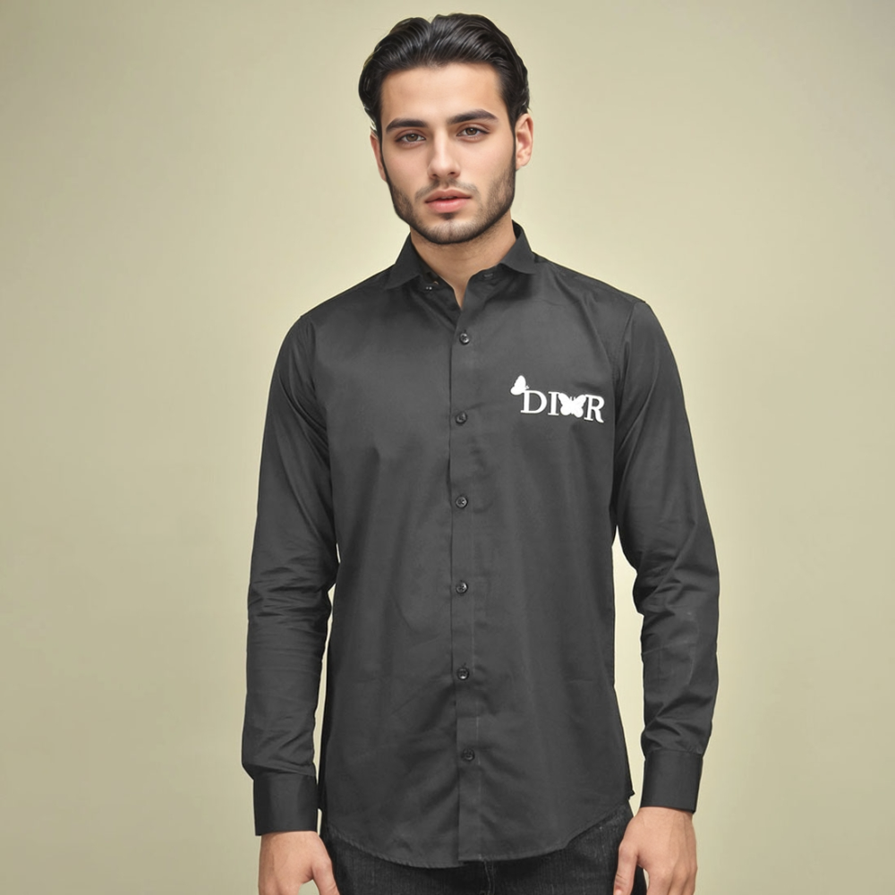 Dior Black Premium Quality Long Sleeve Cotton Shirt-thumb-1