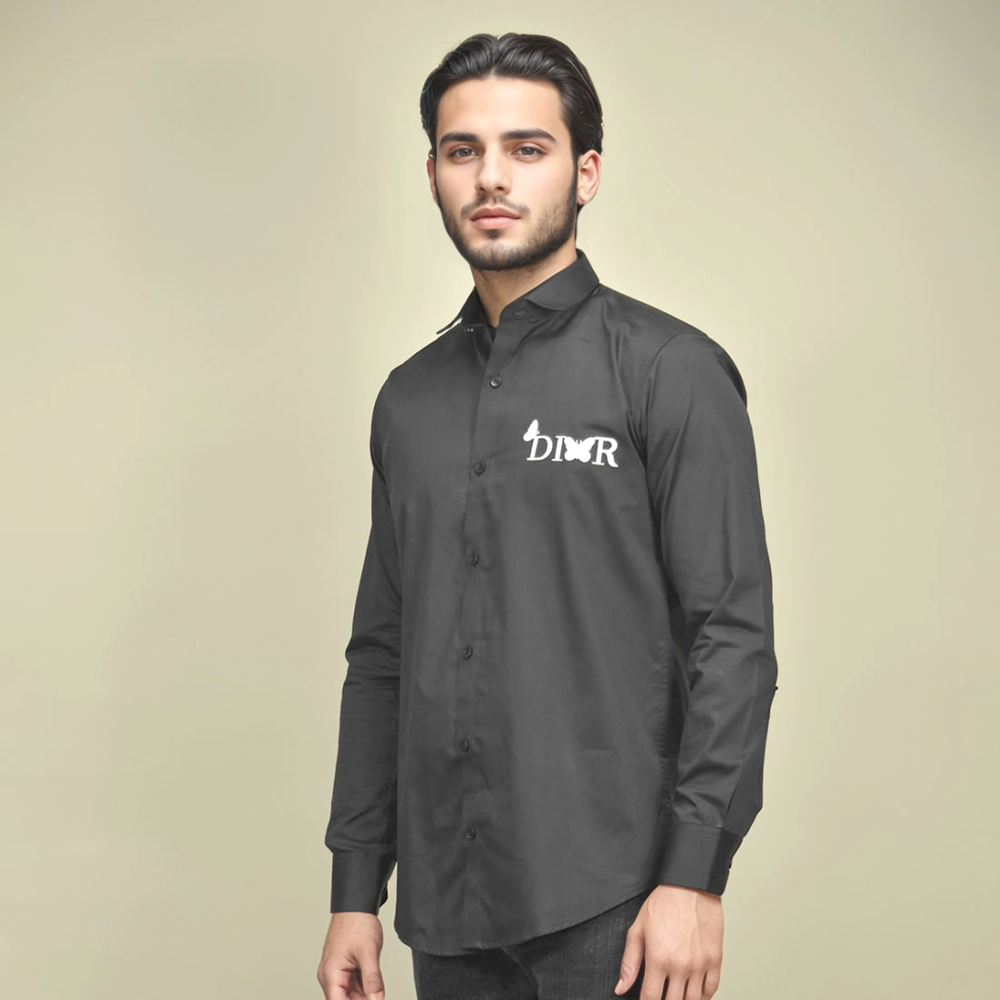 Dior Black Premium Quality Long Sleeve Cotton Shirt-thumb-0
