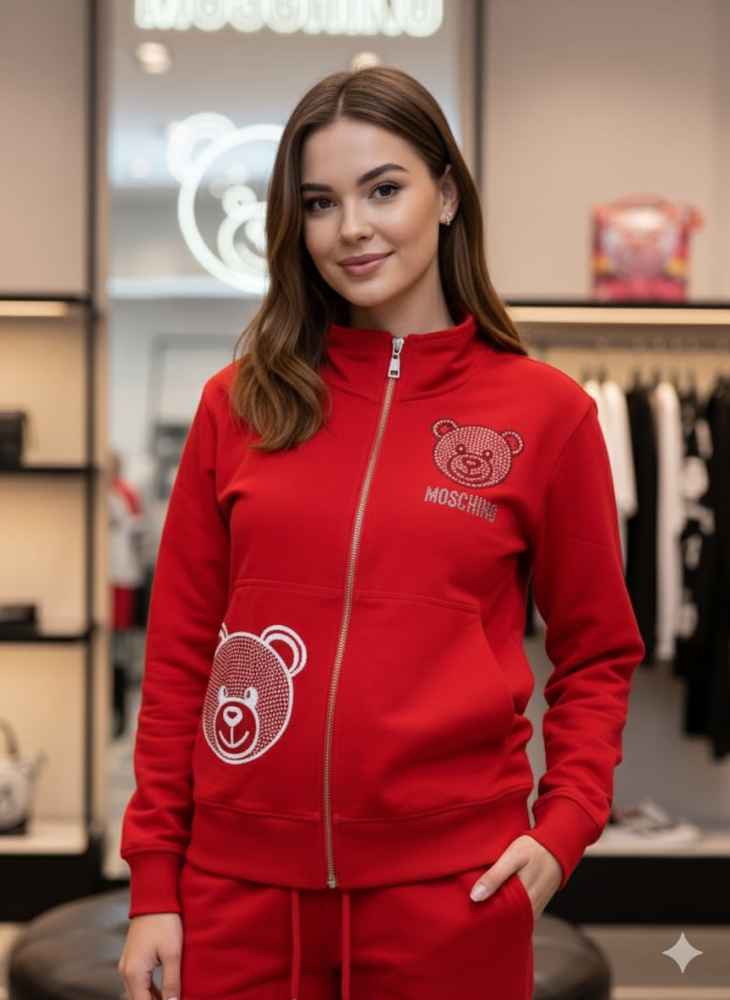 Moschino Red Premium Quality Winter Tracksuit-thumb-3