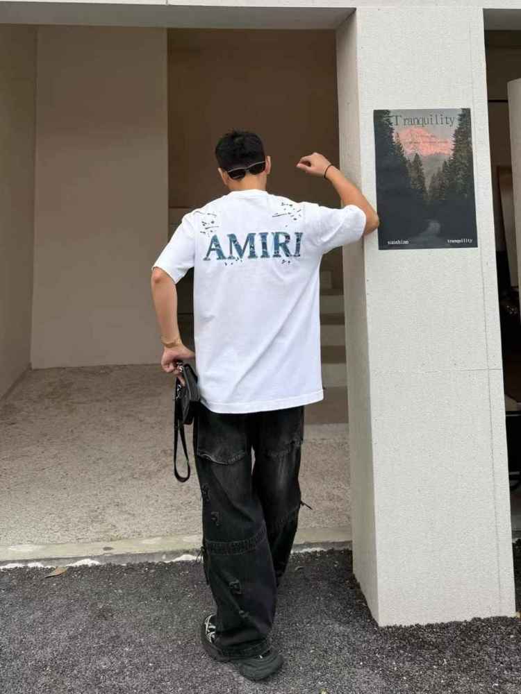 Amiri White Premium Quality Baggy Fit T-shirt-thumb-4