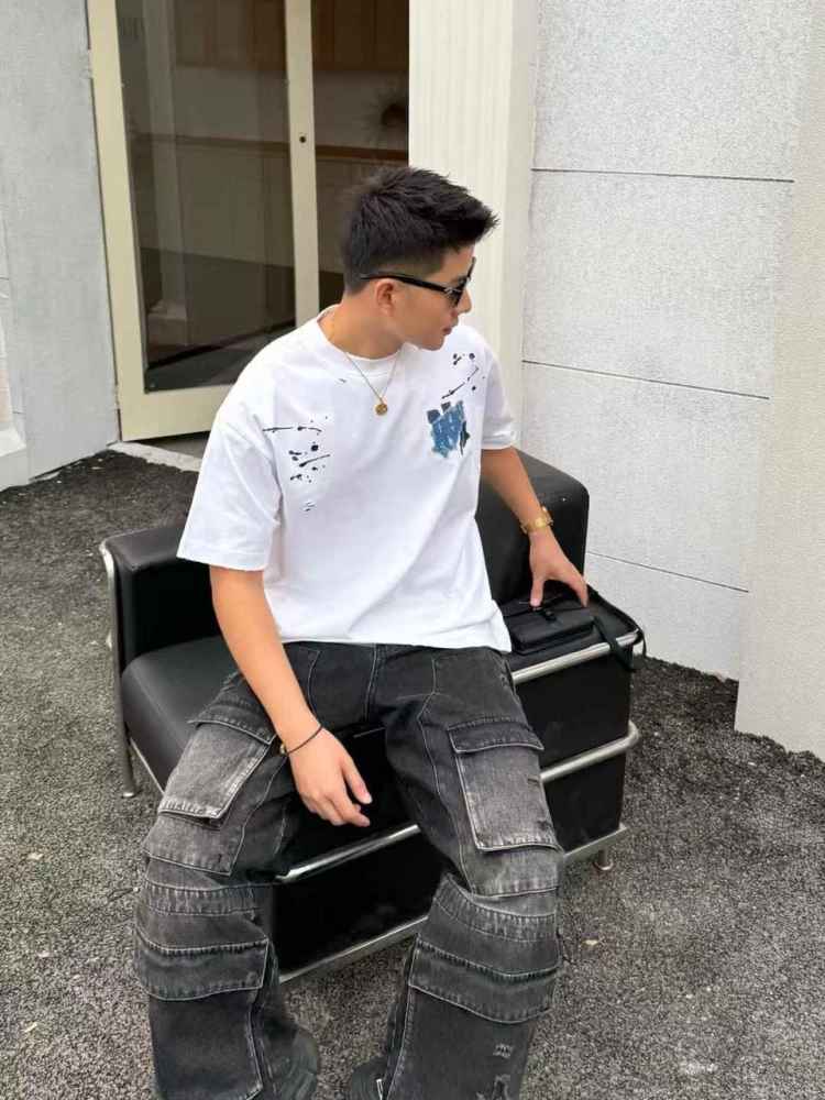 Amiri White Premium Quality Baggy Fit T-shirt-thumb-3