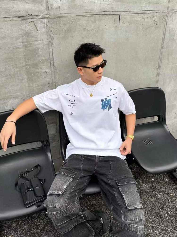 Amiri White Premium Quality Baggy Fit T-shirt-thumb-0