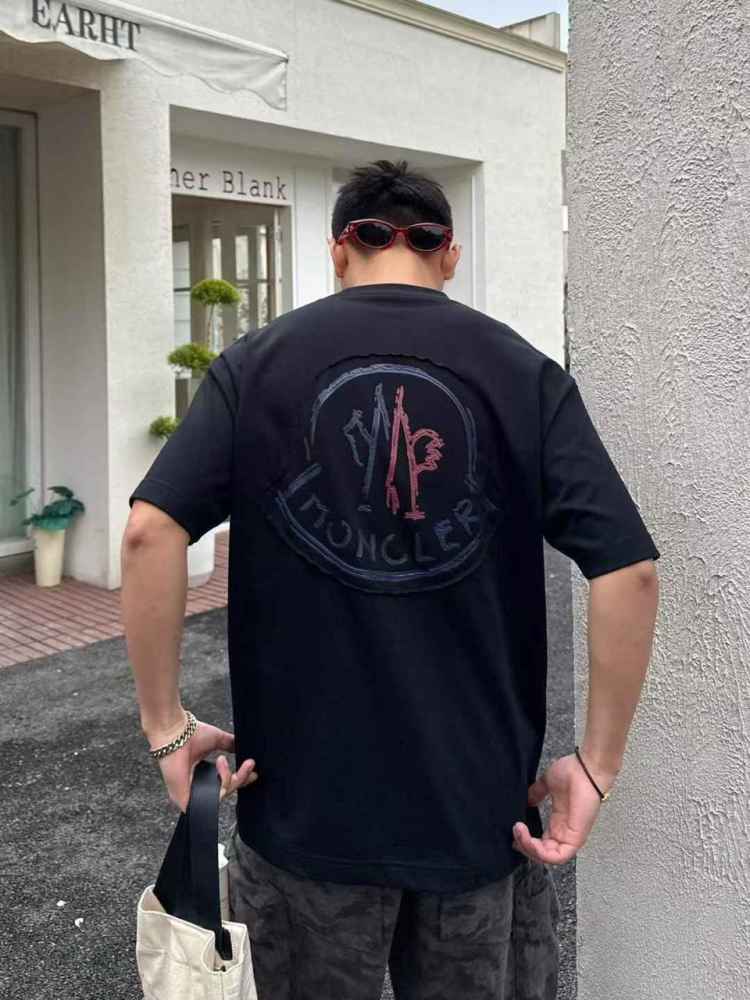 Moncler Black Premium Quality Baggy FIt T-shirt-thumb-1
