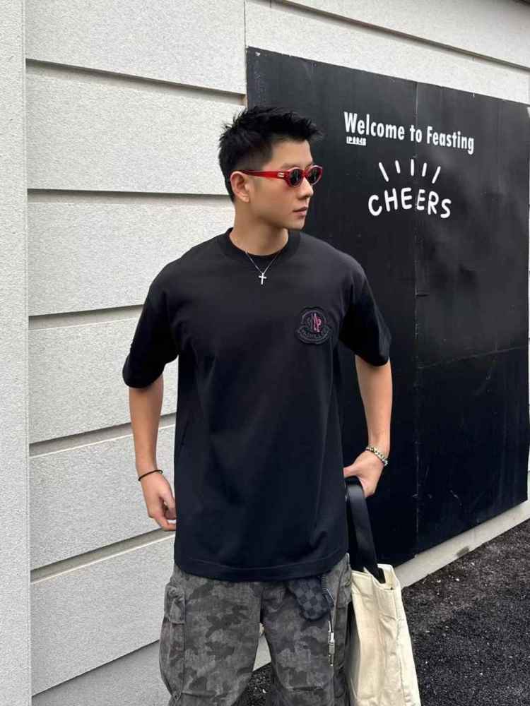 Moncler Black Premium Quality Baggy FIt T-shirt-thumb-0